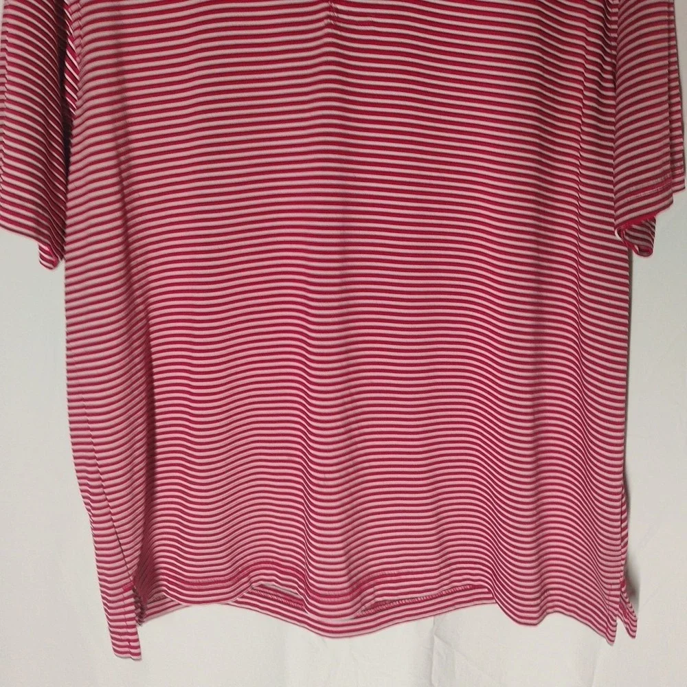PGA Tour Mens XL Extra Large Red Striped‎ Polo Golf Shirt